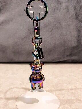 Rare Coach 3D Iridescent Hologram Teddy Bear Keychain / Bag Charm F87166